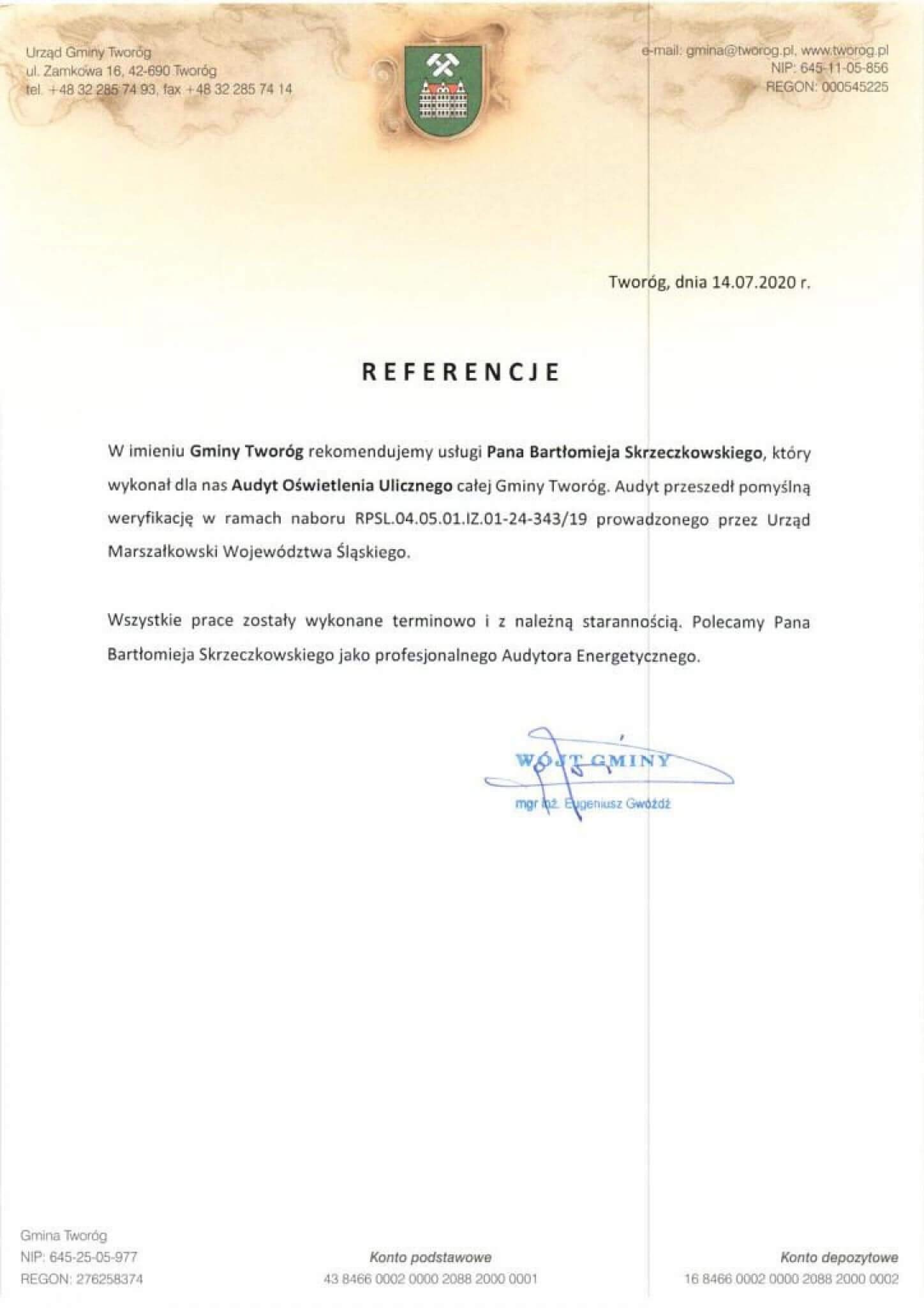 referencje - gmina Tworóg