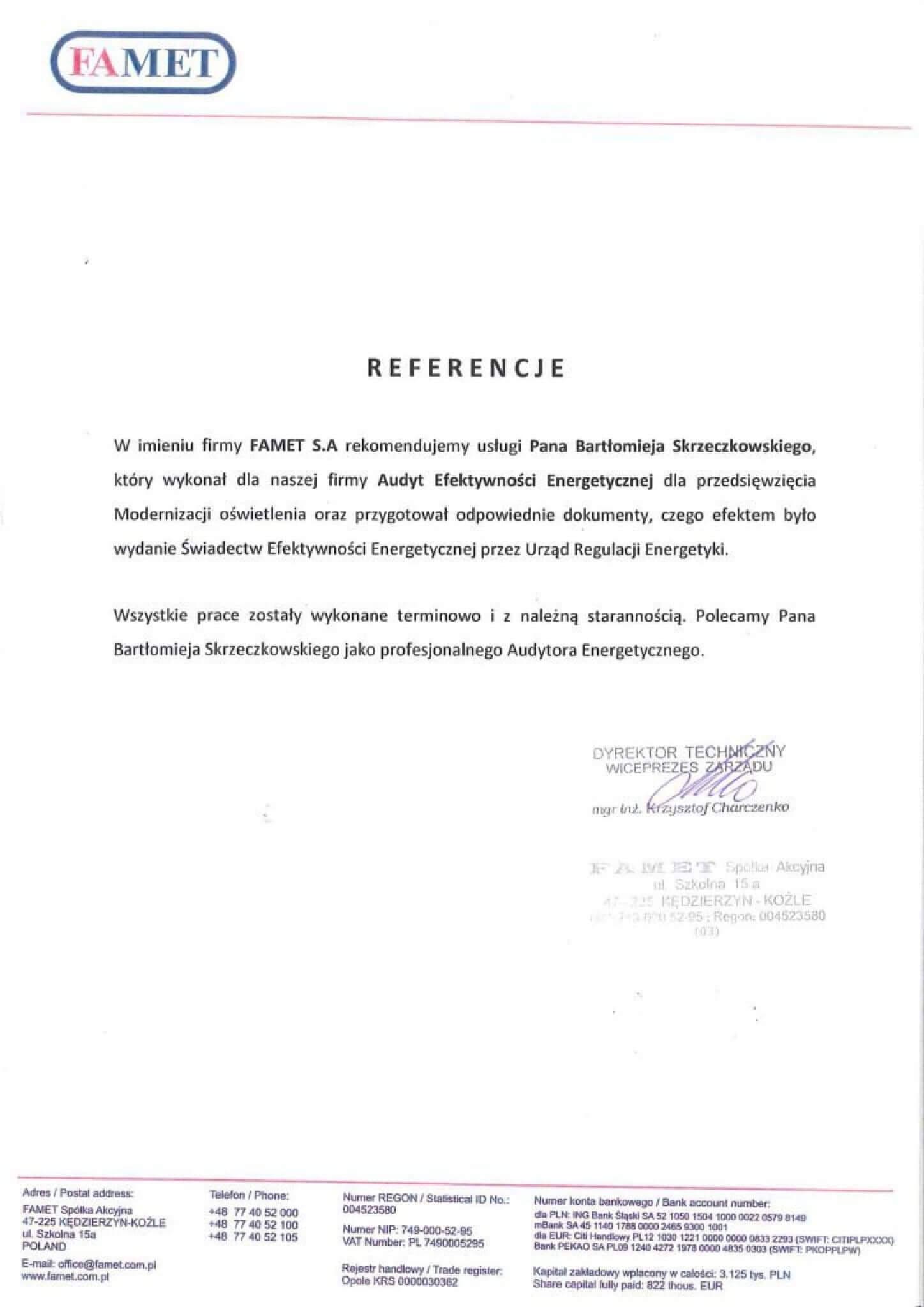 Referencje - Famet