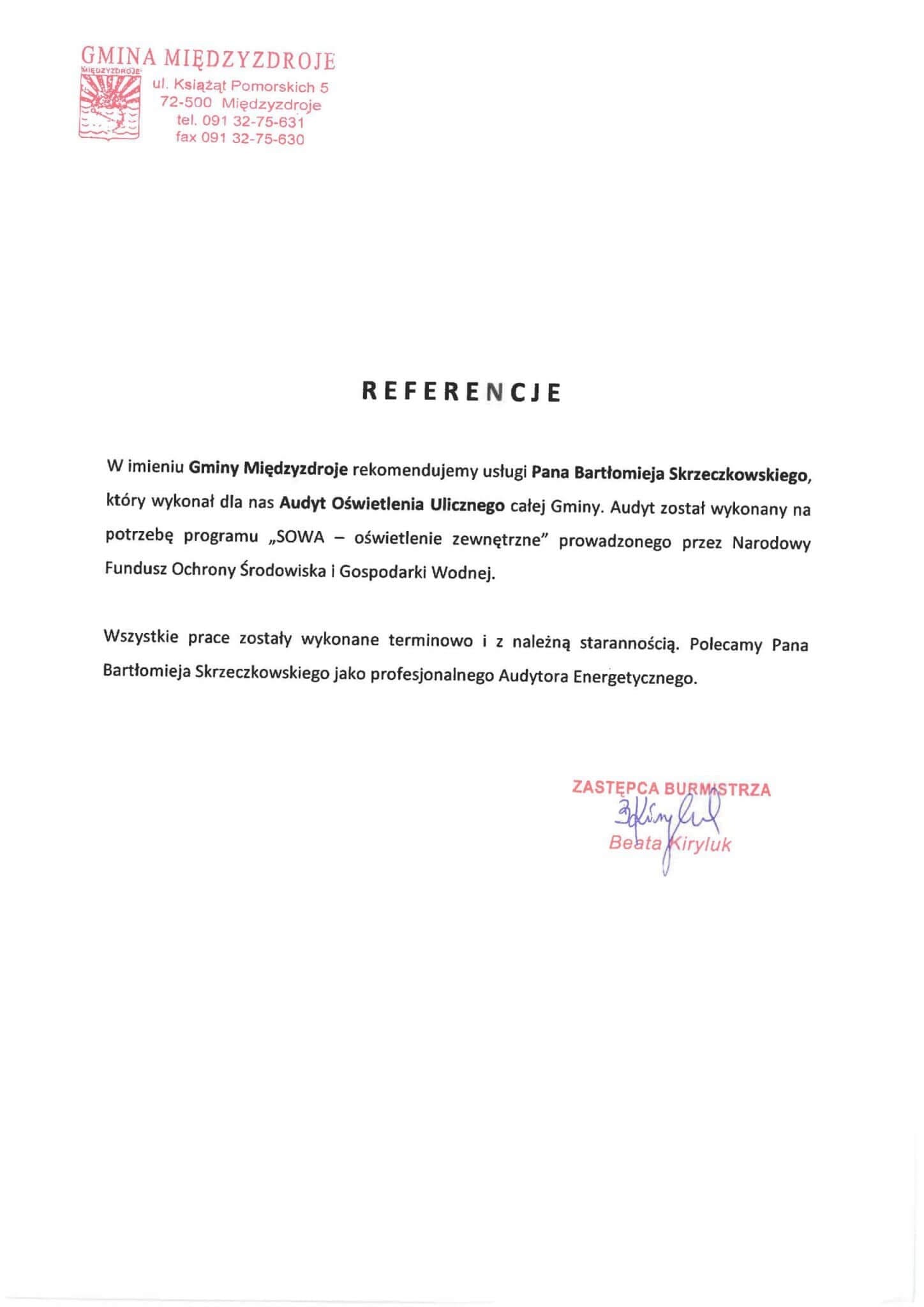 Referencje - Gmina Międzyzdroje